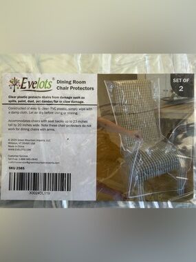 8 Evelots Clear Dining Room Chair Protectors - 4 packs of 2